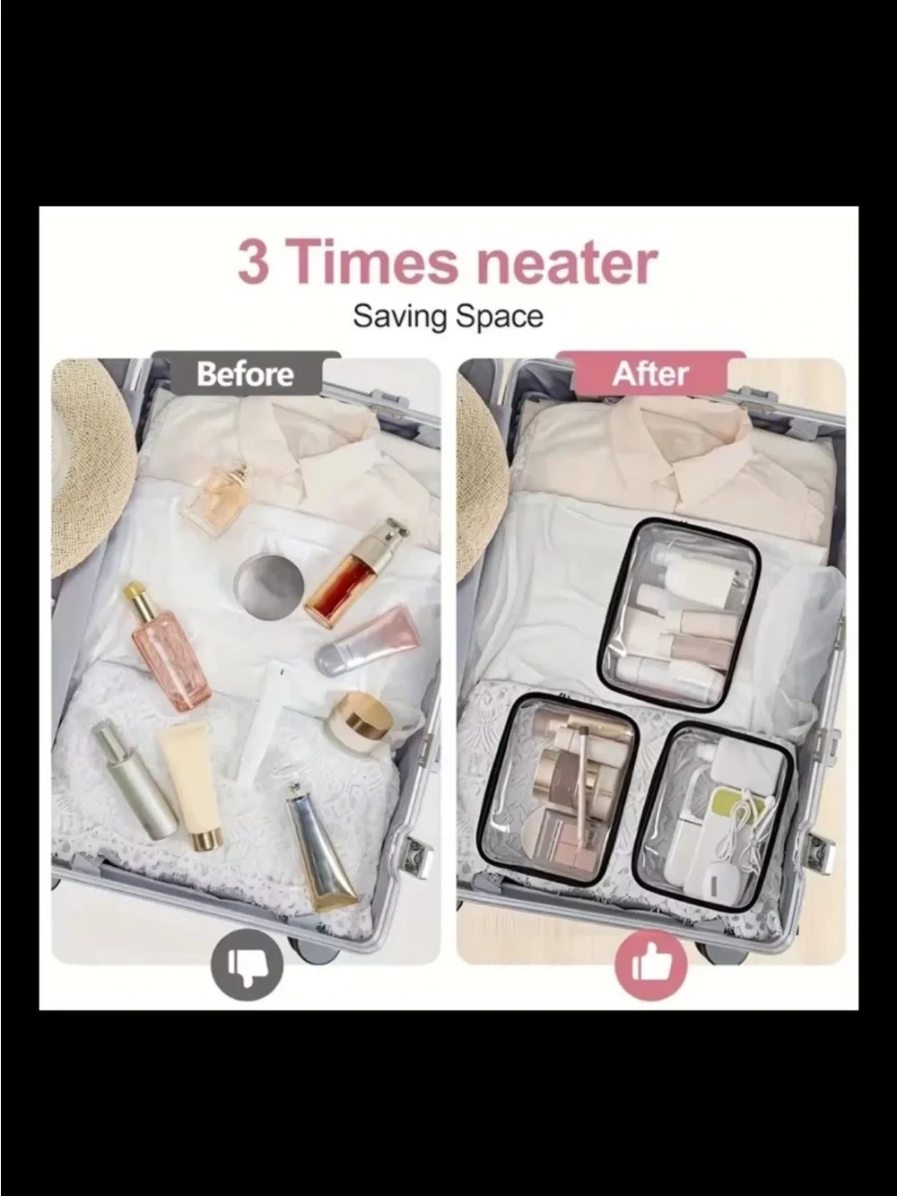 Clear/Black Zippered Waterproof Bag All My Charging sh$$ TSA 3-1-1, 20x15x6cm